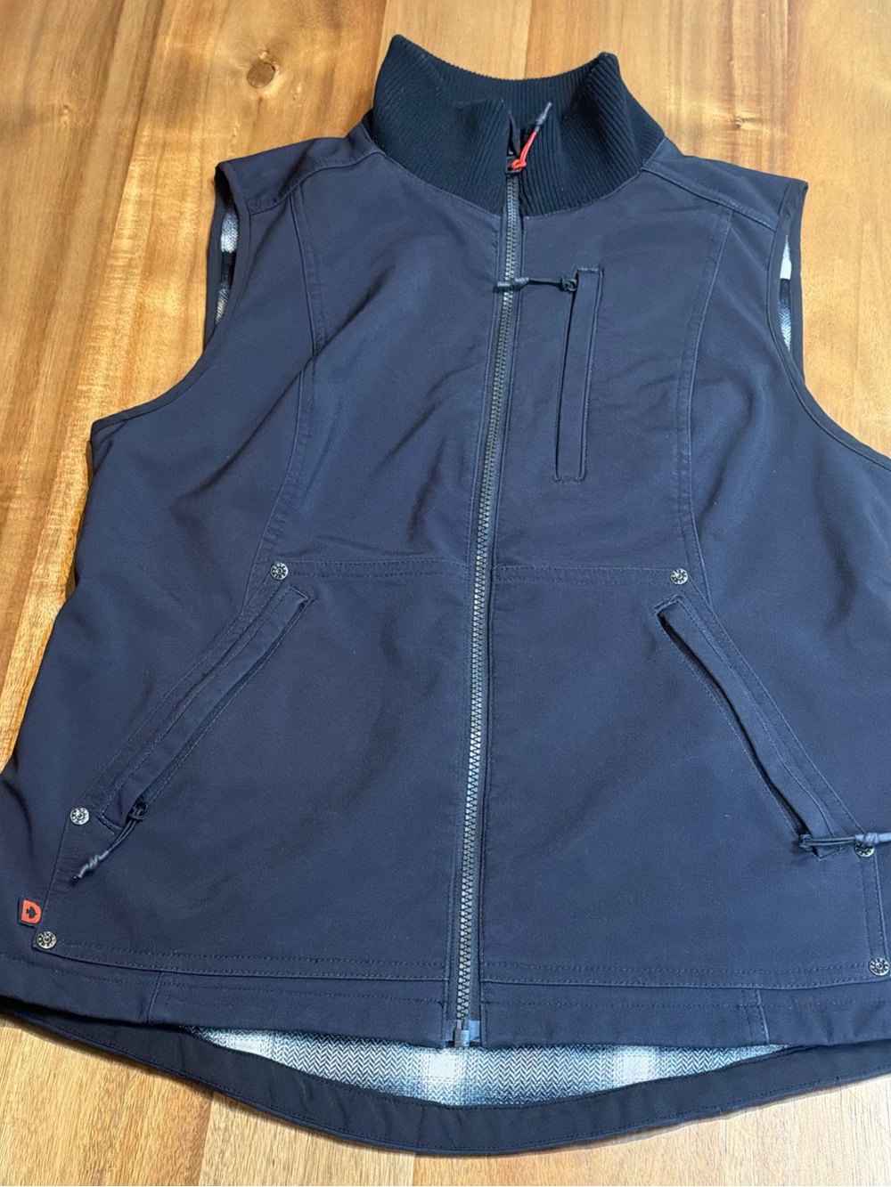Dovetail Workwear Women's Black Zip Front Vest w/ Zipped Pockets Size S